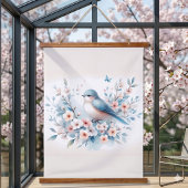 Bluebird Blossom Watercolor Sereniteit Hangend Wandkleed