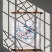 Bluebird Blossom Watercolor Sereniteit Hangend Wandkleed