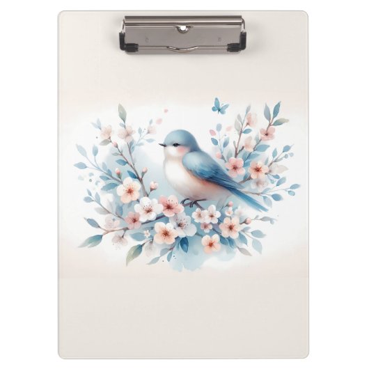 Bluebird Blossom Watercolor Serenity Klembord (Voorkant)