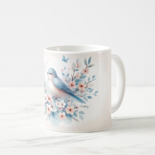 Bluebird Blossom Watercolor Serenity Koffiemok (Voorkant rechts)