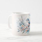 Bluebird Blossom Watercolor Serenity Koffiemok (Voorkant links)