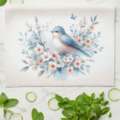 Bluebird Blossom Watercolor Serenity Theedoek (Gevouwen)