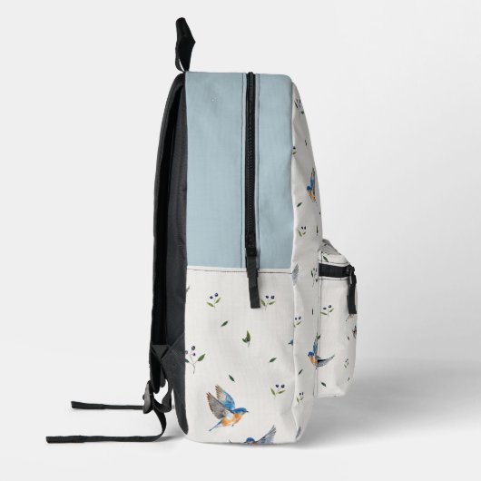 Bluebird & Blueberry Pattern 3-Letter Monogram Bedrukte Rugzak (Links)