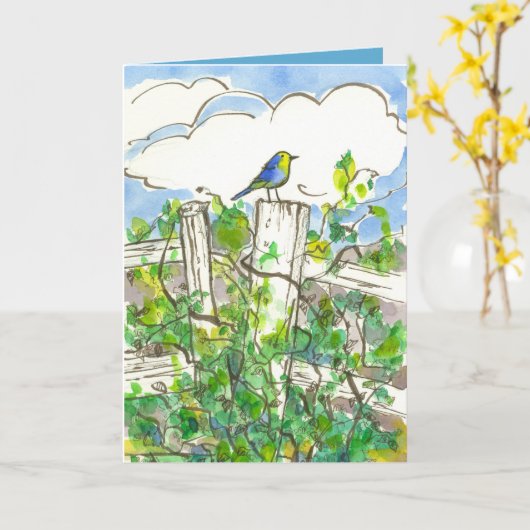 Bluebird Brambles denkt aan jou Kaart (Gele Bloem)