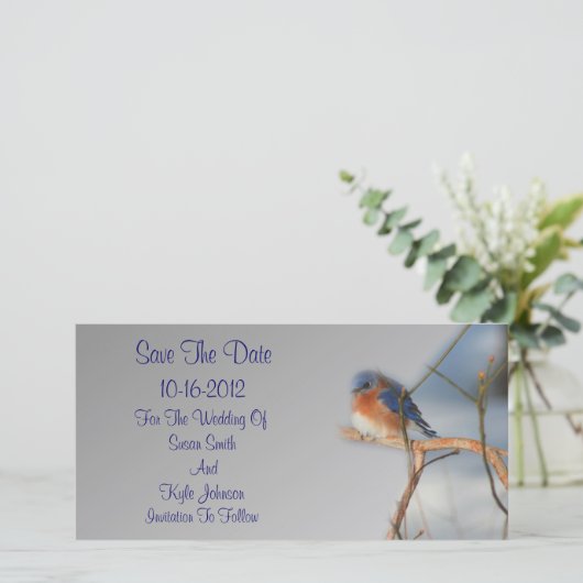  Bluebird bruiloft Save The Date (Staand voorkant)