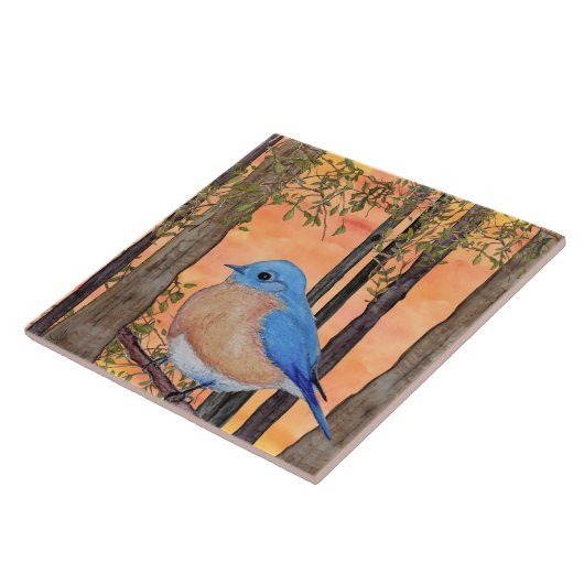 Bluebird Ceramic Tile, Large Tegeltje (Zijkant)