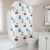 Bluebird Cherry Anchor Pattern, dames in 1950 Douchegordijn (In situ)