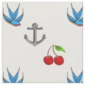 Bluebird Cherry Anchor Pattern, dames in 1950 Stof (Close Up)