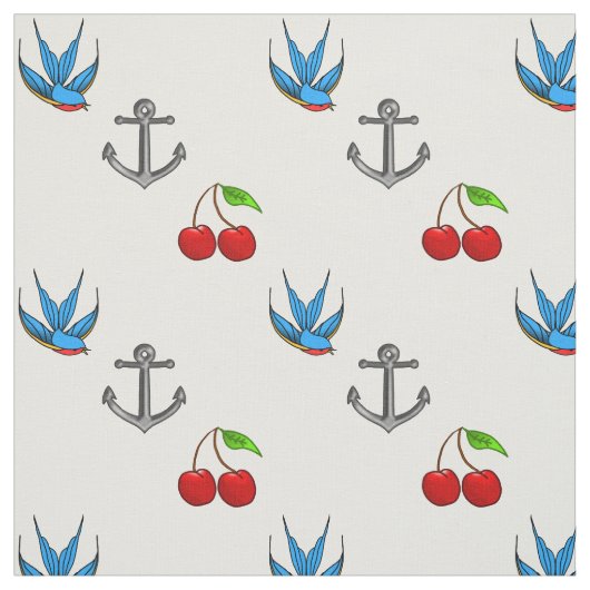Bluebird Cherry Anchor Pattern, dames in 1950 Stof (Swatch)