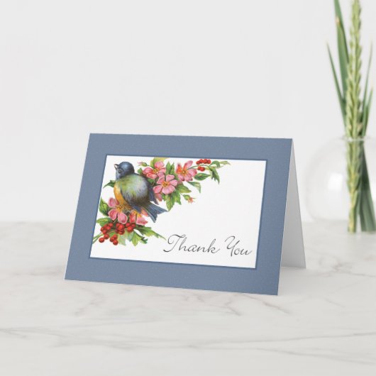  Bluebird Cherry Branches Hartelijk dank Bedankkaart (Voorkant)