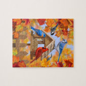 Bluebird Chickadee Cardinale Autumn Bird Feeder Legpuzzel (Horizontaal)