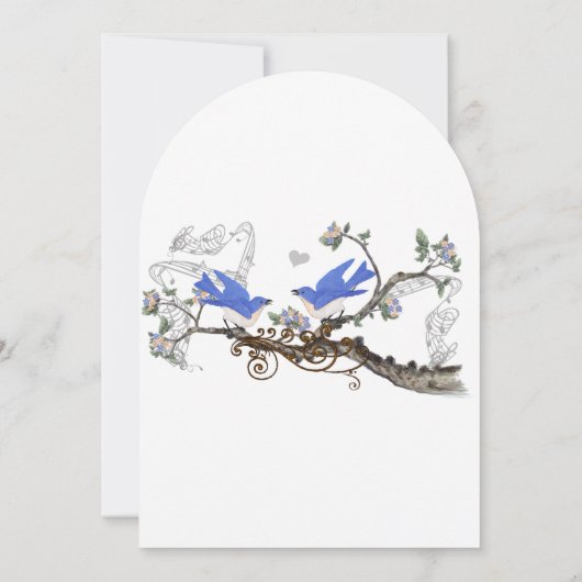  Bluebird Chirping Wedding Invitting Kaart (Achterkant)