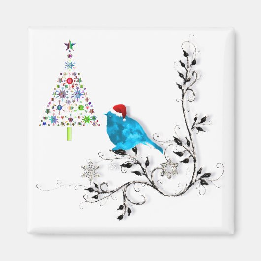 Bluebird & Christmas! Tree Magneet (Voorkant)