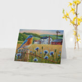 Bluebird Cornflower Summer Boerderij Art Kaart (Gele Bloem)