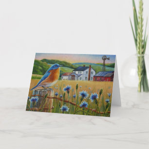 Bluebird Cornflower Summer Boerderij Art Kaart