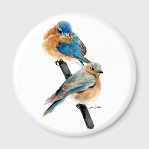 Bluebird Couple Waterverf Magneet