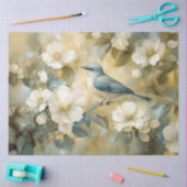 Bluebird Cream Witte Bloemen Schilderij Decoupage Tissuepapier (Craft)