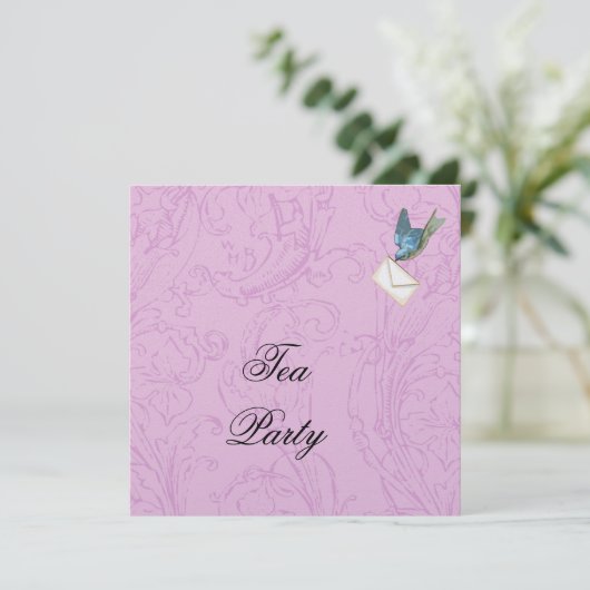 Bluebird & Damask-uitnodiging Kaart (Staand voorkant)