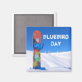 Bluebird Day, Snowboard op Snowy Slope Magneet