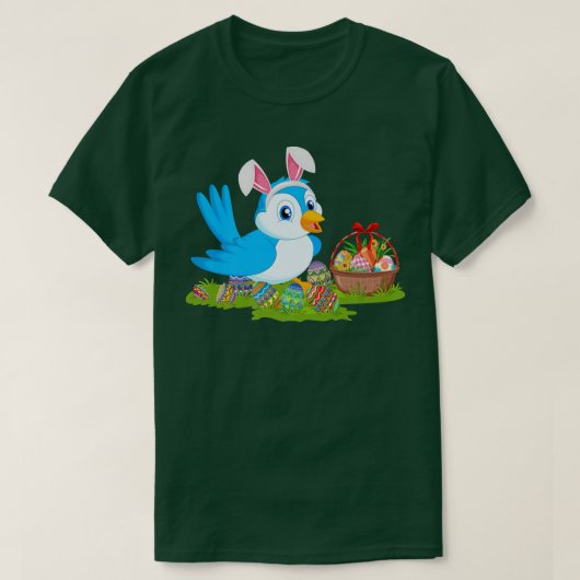 Bluebird Easter Egg Hunting Bunny Bluebird Easter T-shirt (Design voorkant)