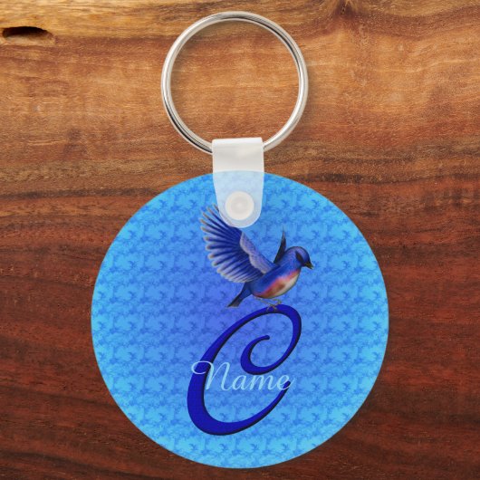 Bluebird Elegant Monogram Eerste C Persoonlijk Sleutelhanger (Voorkant)