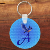 Bluebird Elegant Monogram Initiaal A Gepersonalise Sleutelhanger (Achterkant)