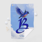 Bluebird Elegant Monogram Initiaal B Persoonlijk Golfhanddoek (Insitu)