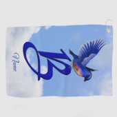 Bluebird Elegant Monogram Initiaal B Persoonlijk Golfhanddoek (Horizontaal)