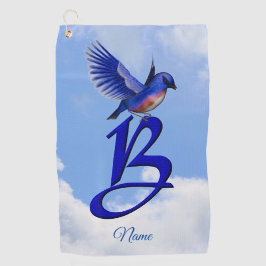 Bluebird Elegant Monogram Initiaal B Persoonlijk Golfhanddoek (Voorkant)