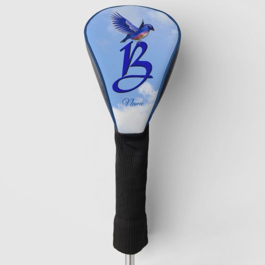 Bluebird Elegant Monogram Initiaal B Persoonlijk Golfheadcover (Voorkant)
