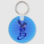 Bluebird Elegant Monogram Initiaal B Persoonlijk Sleutelhanger (Voorkant)