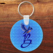 Bluebird Elegant Monogram Initiaal B Persoonlijk Sleutelhanger (Achterkant)