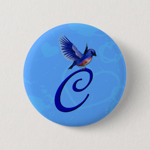 Bluebird Elegant Monogram Initiaal C Ronde Button 5,7 Cm