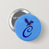 Bluebird Elegant Monogram Initiaal C Ronde Button 5,7 Cm (Voorkant /achterkant)