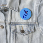 Bluebird Elegant Monogram Initiaal C Ronde Button 5,7 Cm (In situ)