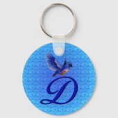 Bluebird Elegant Monogram Initiaal D Sleutelhanger (Voorkant)