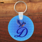 Bluebird Elegant Monogram Initiaal D Sleutelhanger (Voorkant)