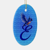 Bluebird Elegant Monogram Initiaal E Keramisch Ornament (Rechts)