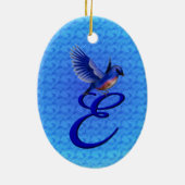 Bluebird Elegant Monogram Initiaal E Keramisch Ornament (Achterkant)