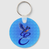 Bluebird Elegant Monogram Initiaal E Persoonlijk Sleutelhanger (Voorkant)