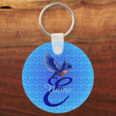 Bluebird Elegant Monogram Initiaal E Persoonlijk Sleutelhanger (Achterkant)