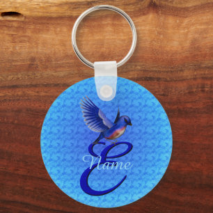 Bluebird Elegant Monogram Initiaal E Persoonlijk Sleutelhanger
