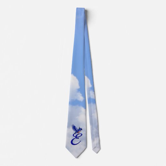 Bluebird Elegant Monogram Initiaal E Stropdas (Voorkant)