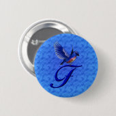 Bluebird Elegant Monogram Initiaal F Ronde Button 5,7 Cm (Voorkant /achterkant)