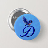 Bluebird Elegante Monogram Initiaal D Persoonlijk Ronde Button 5,7 Cm (Voorkant /achterkant)