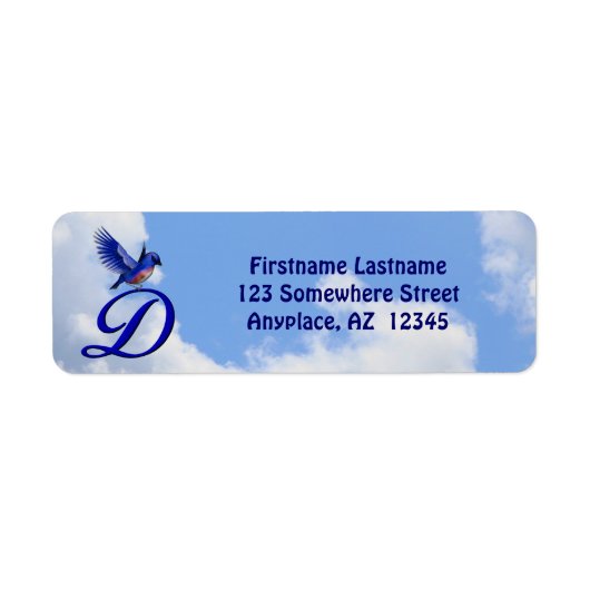 Bluebird Elegante Monogram Initiaal D Retouradres Etiket (Voorkant)