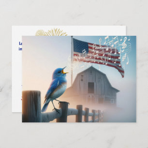 Bluebird en Amerikaanse vlag dank u Briefkaart