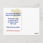 Bluebird en Amerikaanse vlag dank u Briefkaart (Achterkant)