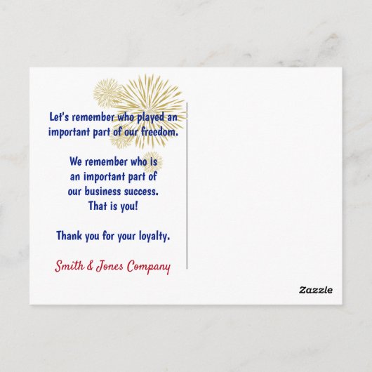 Bluebird en Amerikaanse vlag dank u Briefkaart (Achterkant)