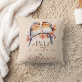 Bluebird en Autumn Plaid familienaam Sierkussen